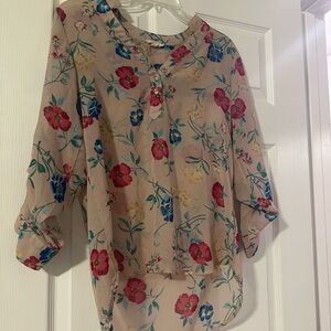 Women’s Floral Pink Flowy Sheer Medium Top